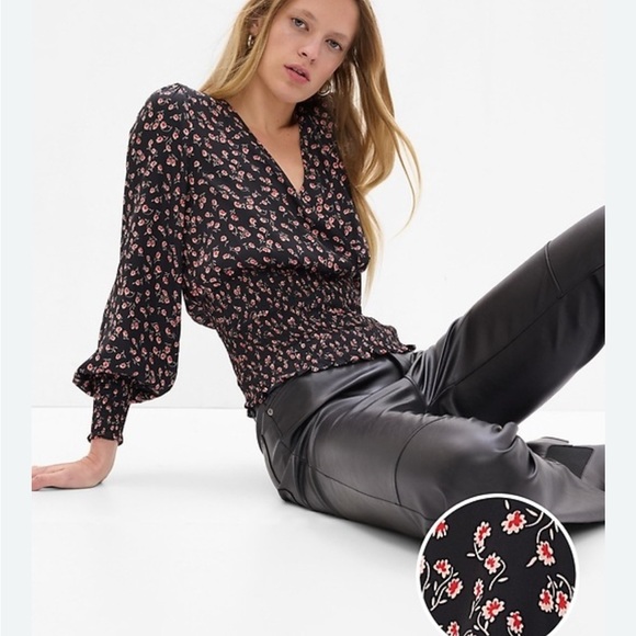 GAP Black Floral Blouse - Picture 1 of 8